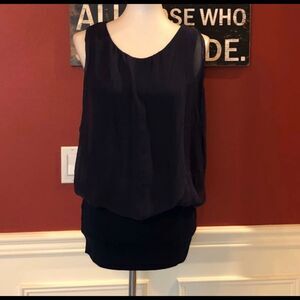 Prontomoda Giusy Navy Pure Silk Layered Blouson Dress‎ Made in Italy ART 2270 S